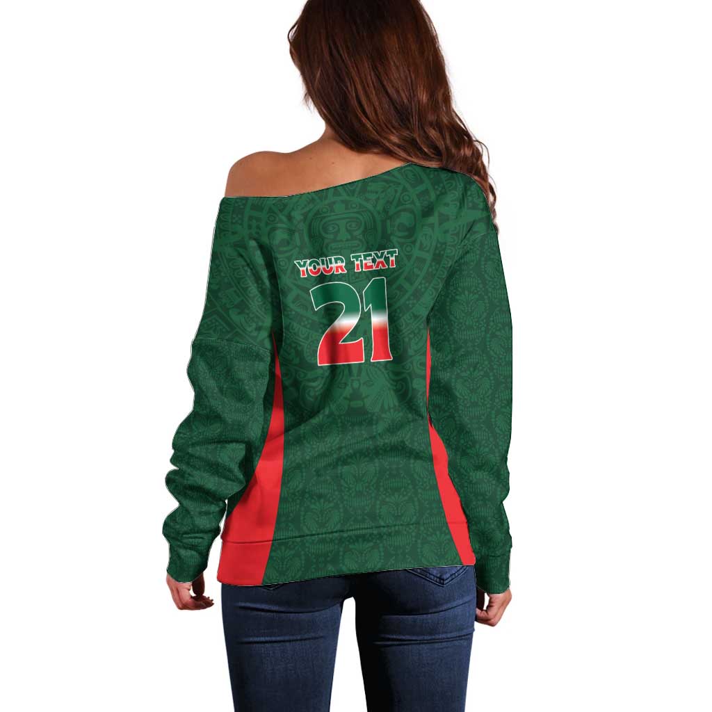 Custom Mexico Football Dream 2026 Off Shoulder Sweater Aztec Take Me To America