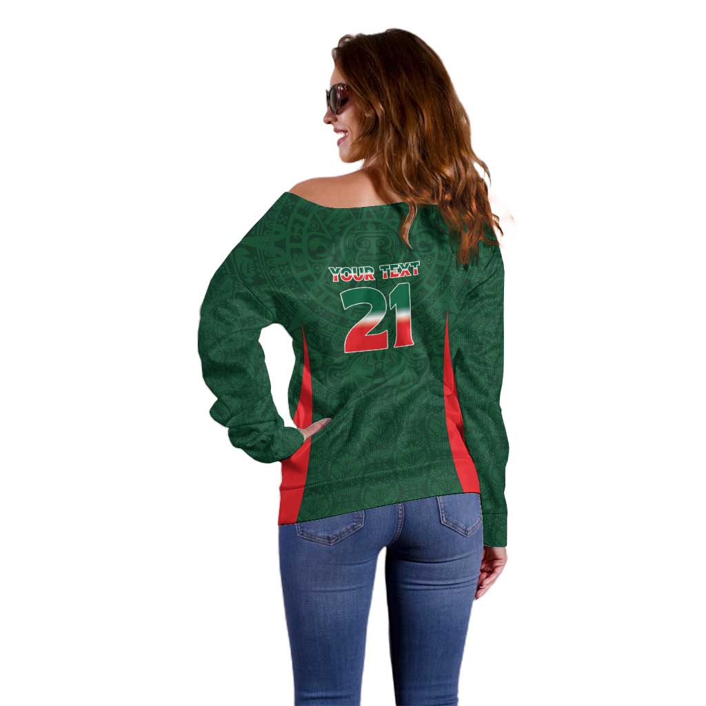 Custom Mexico Football Dream 2026 Off Shoulder Sweater Aztec Take Me To America