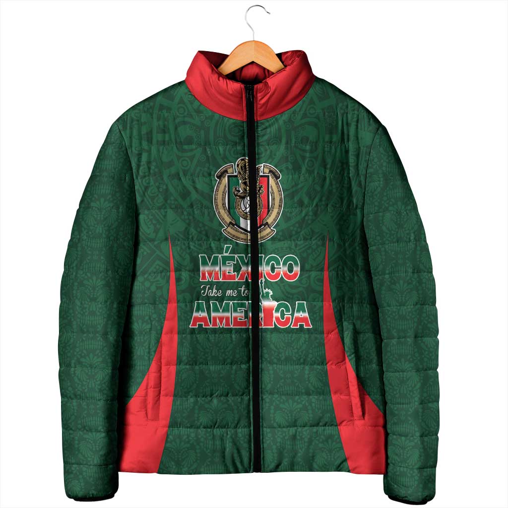 Custom Mexico Football Dream 2026 Padded Jacket Aztec Take Me To America