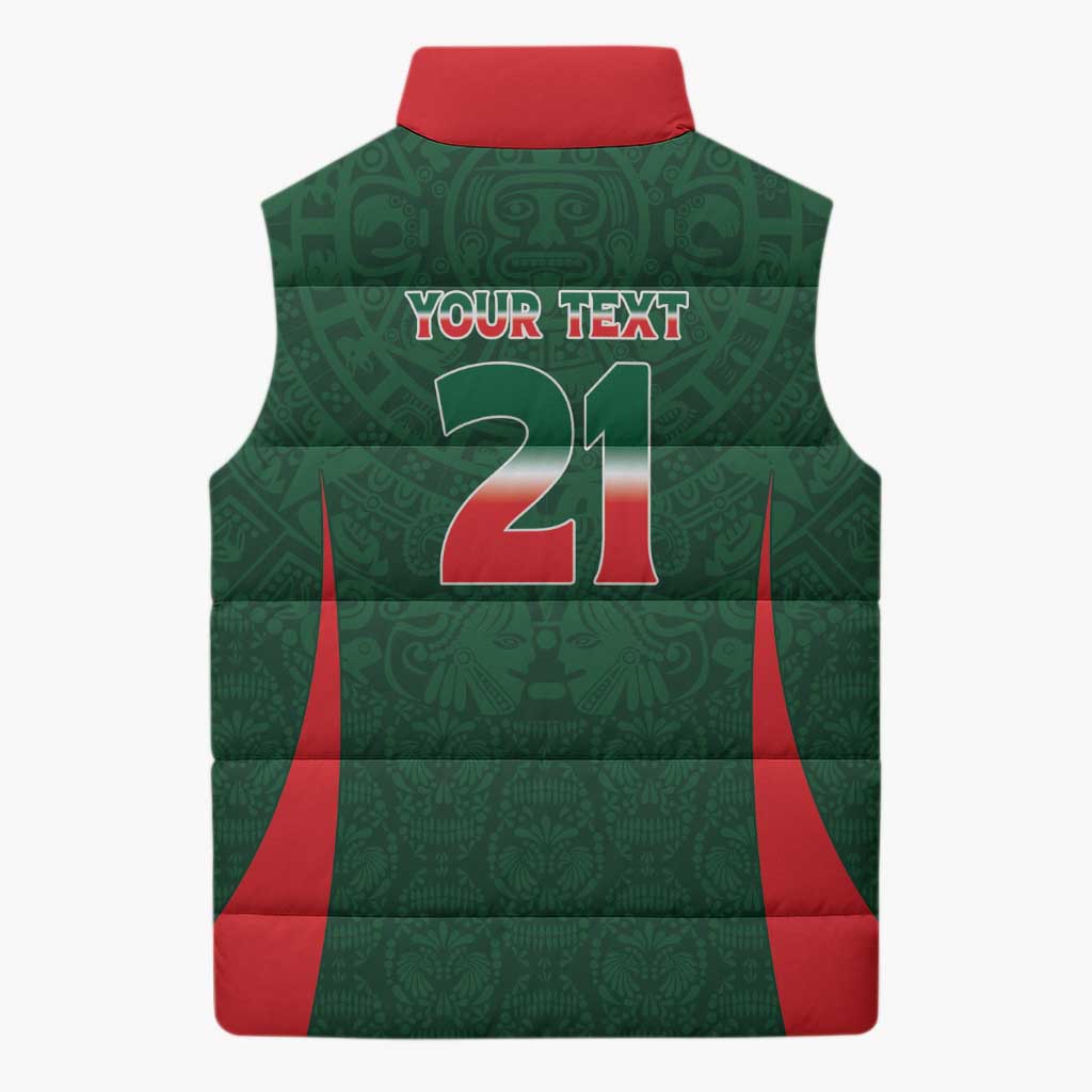Custom Mexico Football Dream 2026 Sleeveless Puffer Jacket Aztec Take Me To America