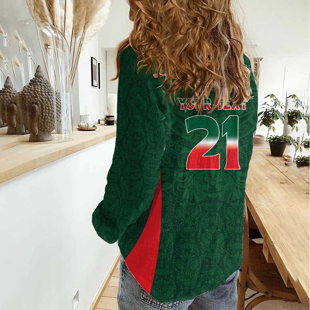 Custom Mexico Football Dream 2026 Women Casual Shirt Aztec Take Me To America