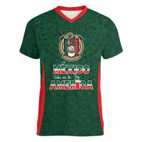 Custom Mexico Football Dream 2026 Women V-Neck T-Shirt Aztec Take Me To America