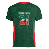Custom Mexico Football Dream 2026 Women V-Neck T-Shirt Aztec Take Me To America