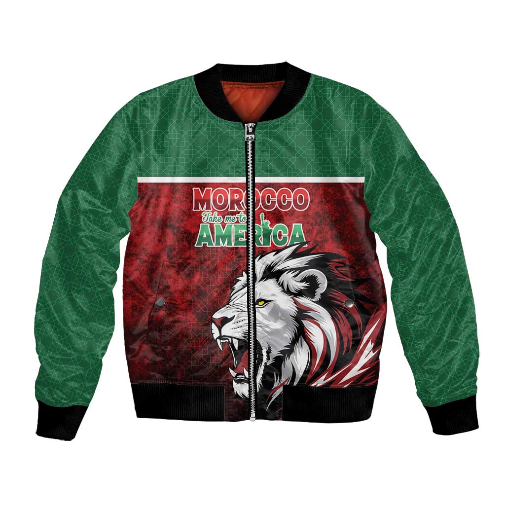 Custom Morocco Football Dream 2026 Bomber Jacket Atlas Lions Journey To America