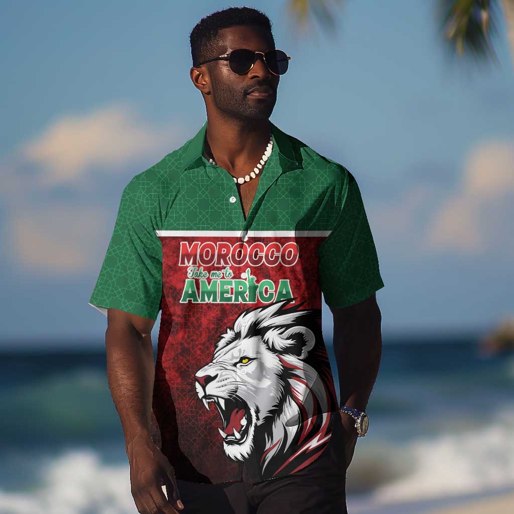 Custom Morocco Football Dream 2026 Hawaiian Shirt Atlas Lions Journey To America