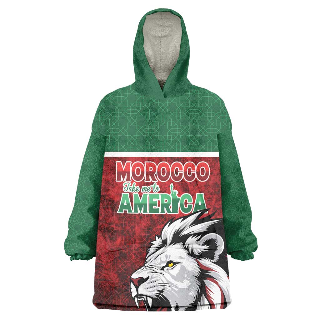 Custom Morocco Football Dream 2026 Kid Wearable Blanket Hoodie Atlas Lions Journey To America