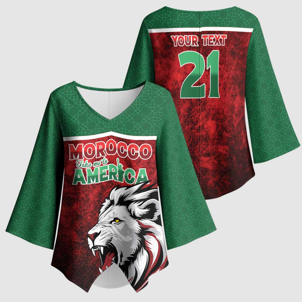 Custom Morocco Football Dream 2026 Kimono Sleeve Blouse Atlas Lions Journey To America
