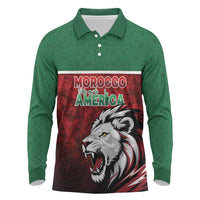 Custom Morocco Football Dream 2026 Long Sleeve Polo Shirt Atlas Lions Journey To America