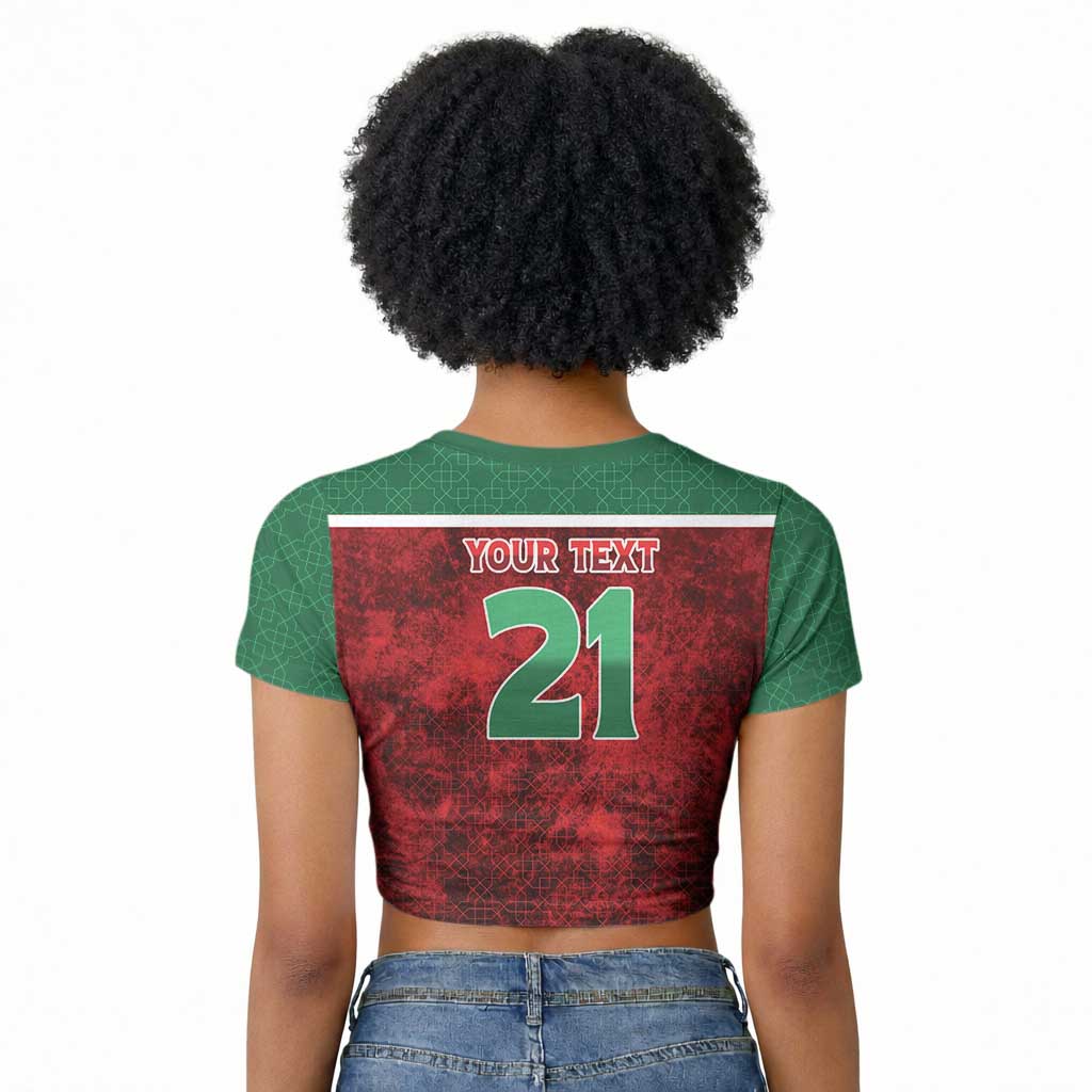 Custom Morocco Football Dream 2026 Raglan Cropped T shirt Atlas Lions Journey To America