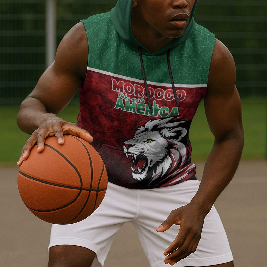Custom Morocco Football Dream 2026 Sleeveless Hoodie Atlas Lions Journey To America