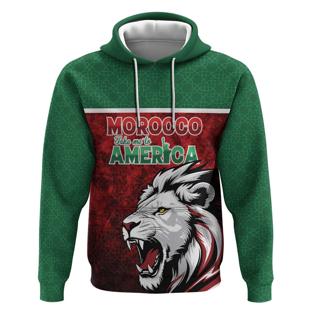 Custom Morocco Football Dream 2026 Zip Hoodie Atlas Lions Journey To America