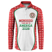 Custom Morocco Football Dream 2026 Button Sweatshirt Take Me To America