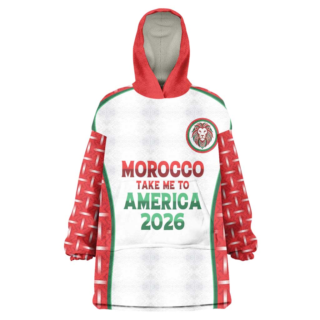 Custom Morocco Football Dream 2026 Kid Wearable Blanket Hoodie Take Me To America
