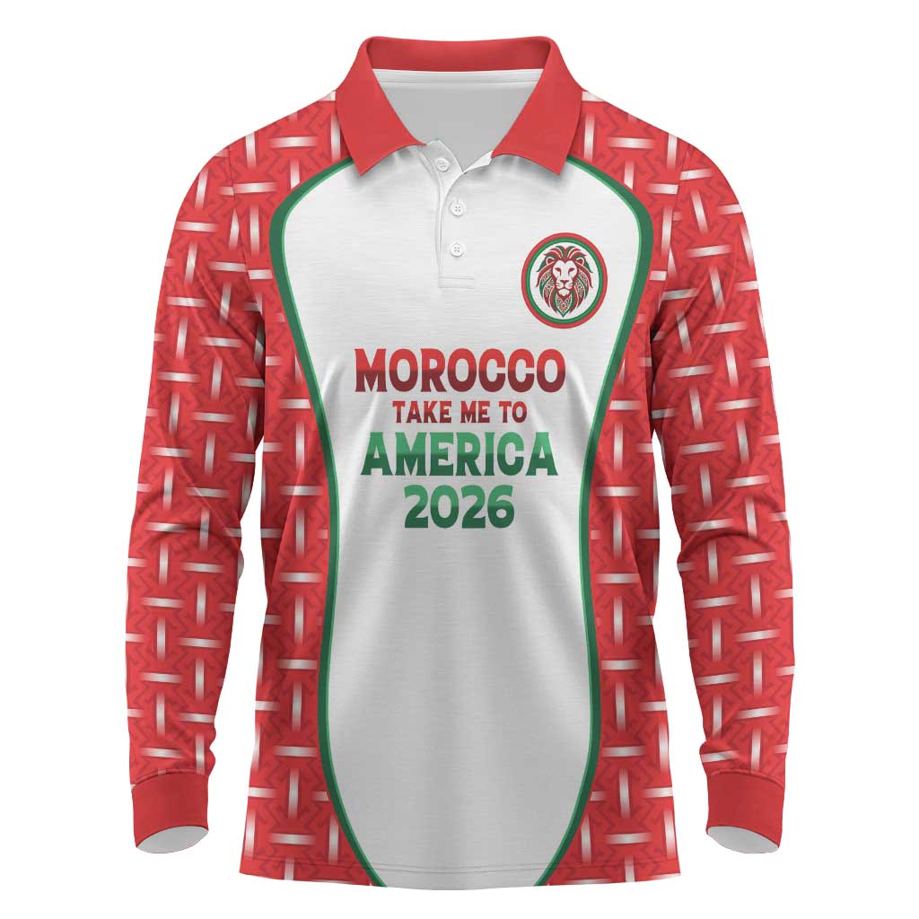 Custom Morocco Football Dream 2026 Long Sleeve Polo Shirt Take Me To America