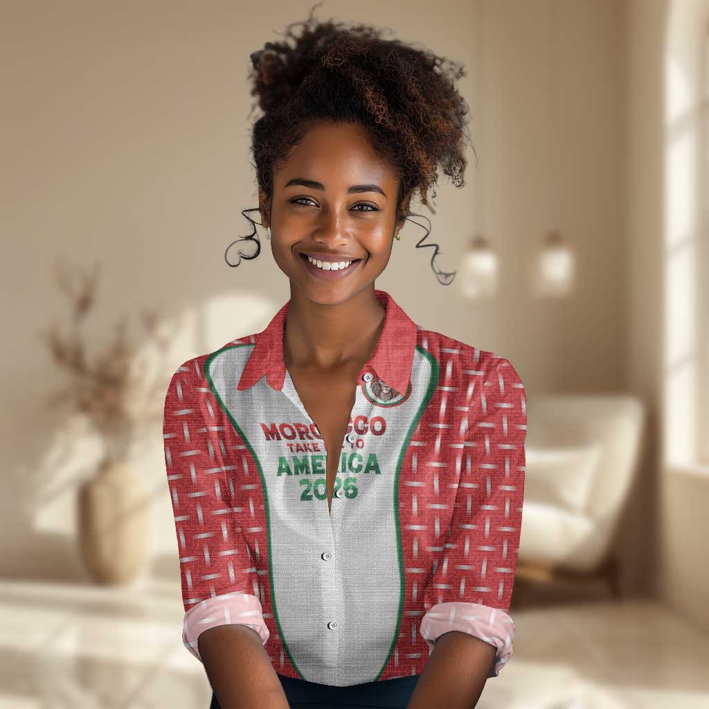 Custom Morocco Football Dream 2026 Women Casual Shirt Take Me To America