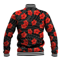 Polynesian Pride Hawaii Style With Hibiscus Baseball Jacket Black LT9 - Wonder Print Shop