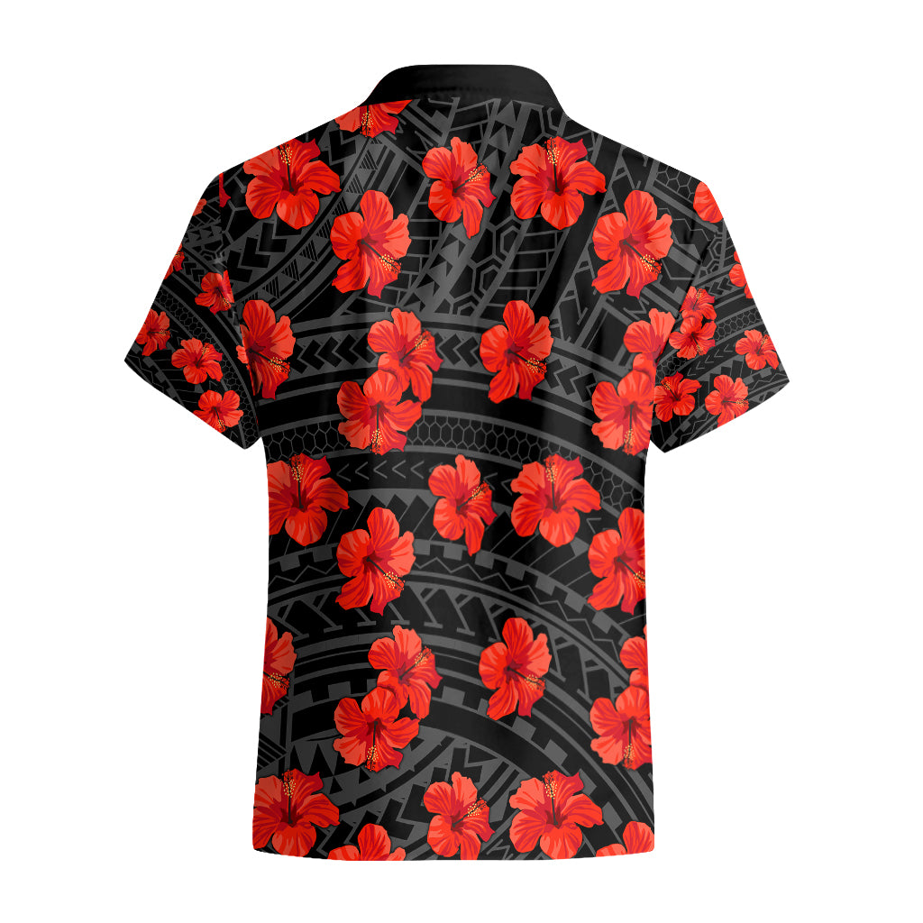 Polynesian Pride Hawaii Style With Hibiscus Hawaiian Shirt Black - Wonder Print Shop