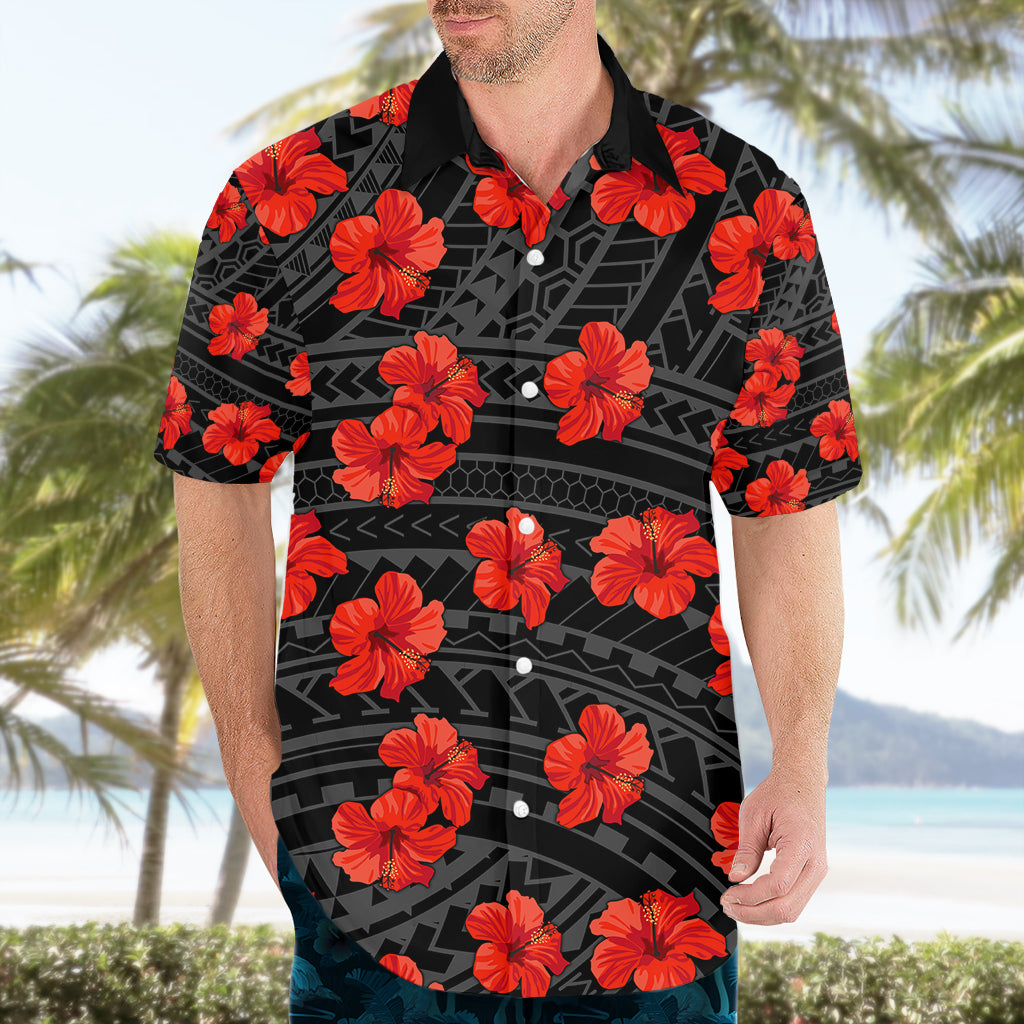 Polynesian Pride Hawaii Style With Hibiscus Hawaiian Shirt Black - Wonder Print Shop