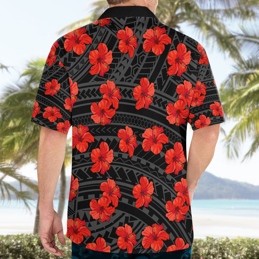 Polynesian Pride Hawaii Style With Hibiscus Hawaiian Shirt Black - Wonder Print Shop