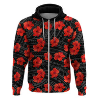 Polynesian Pride Hawaii Style With Hibiscus Hoodie Black - Wonder Print Shop