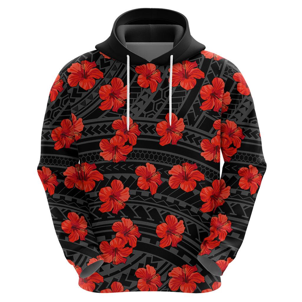 Polynesian Pride Hawaii Style With Hibiscus Hoodie Black - Wonder Print Shop