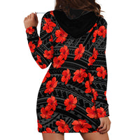 Polynesian Pride Hawaii Style With Hibiscus Hoodie Dress Black - Wonder Print Shop