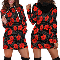 Polynesian Pride Hawaii Style With Hibiscus Hoodie Dress Black - Wonder Print Shop