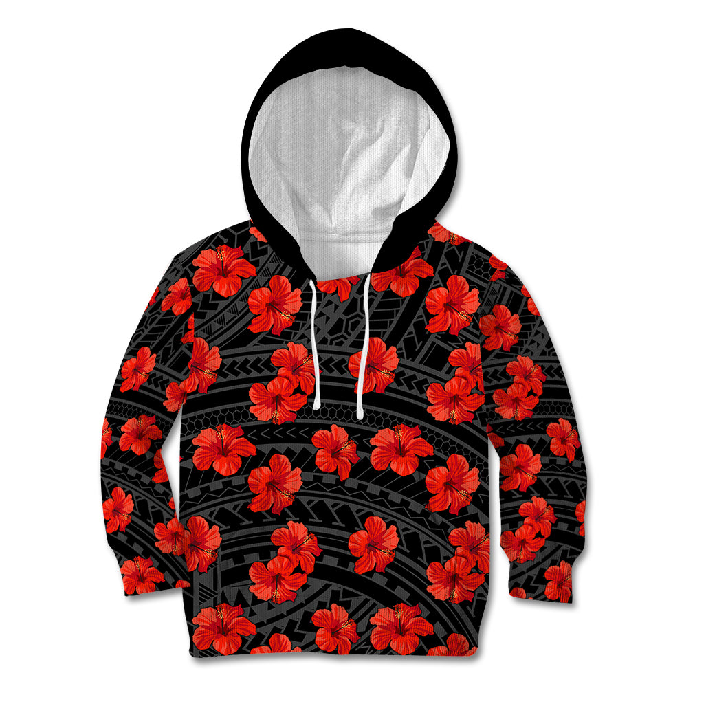 Polynesian Pride Hawaii Style With Hibiscus Kid Hoodie Black - Wonder Print Shop