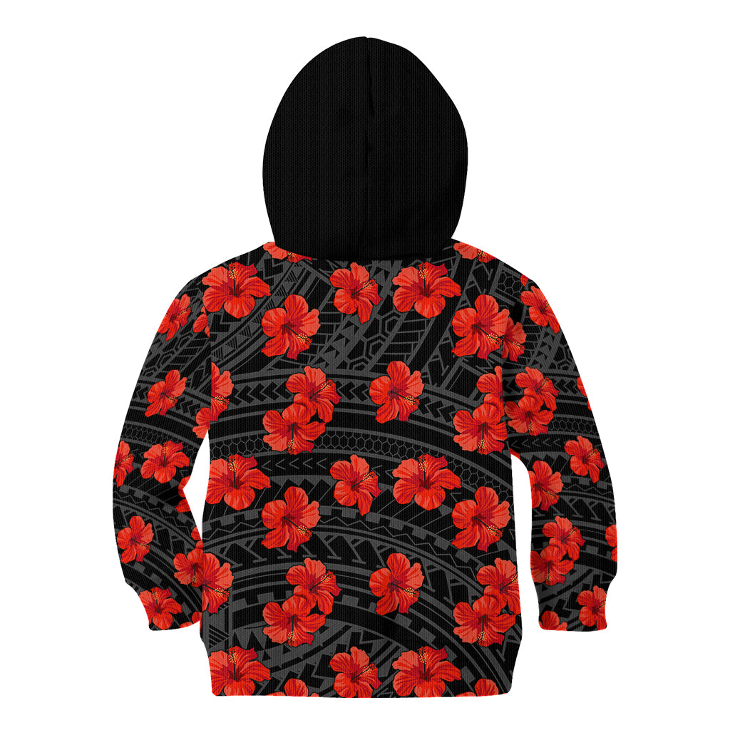 Polynesian Pride Hawaii Style With Hibiscus Kid Hoodie Black - Wonder Print Shop
