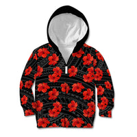 Polynesian Pride Hawaii Style With Hibiscus Kid Hoodie Black - Wonder Print Shop