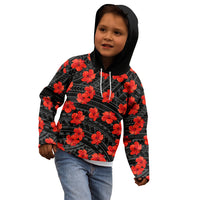 Polynesian Pride Hawaii Style With Hibiscus Kid Hoodie Black - Wonder Print Shop