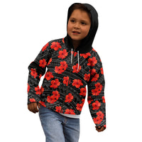 Polynesian Pride Hawaii Style With Hibiscus Kid Hoodie Black - Wonder Print Shop