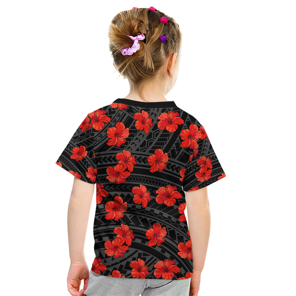 Polynesian Pride Hawaii Style With Hibiscus Kid T Shirt Black - Wonder Print Shop