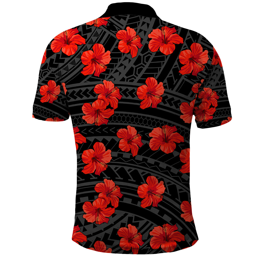 Polynesian Pride Hawaii Style With Hibiscus Polo Shirt Black - Wonder Print Shop