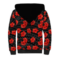 Polynesian Pride Hawaii Style With Hibiscus Sherpa Hoodie Black - Wonder Print Shop