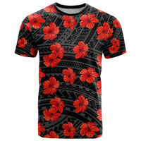 Polynesian Hawaii Style With Hibiscus T Shirt Black - Wonder Print Shop
