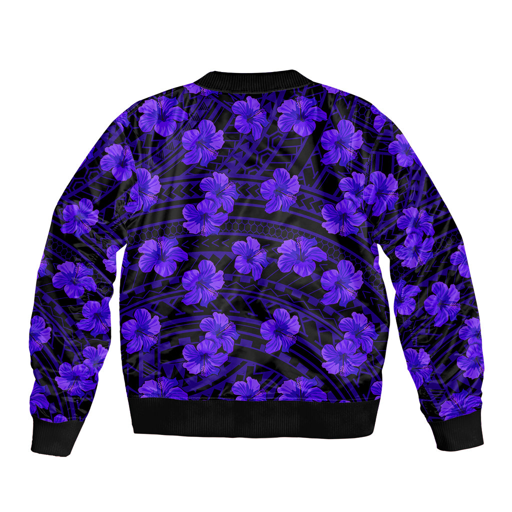 Polynesian Pride Hawaii Style With Hibiscus Bomber Jacket Blue LT9 - Wonder Print Shop