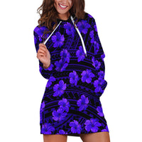 Polynesian Pride Hawaii Style With Hibiscus Hoodie Dress Blue - Wonder Print Shop