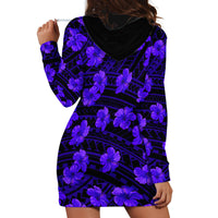 Polynesian Pride Hawaii Style With Hibiscus Hoodie Dress Blue - Wonder Print Shop