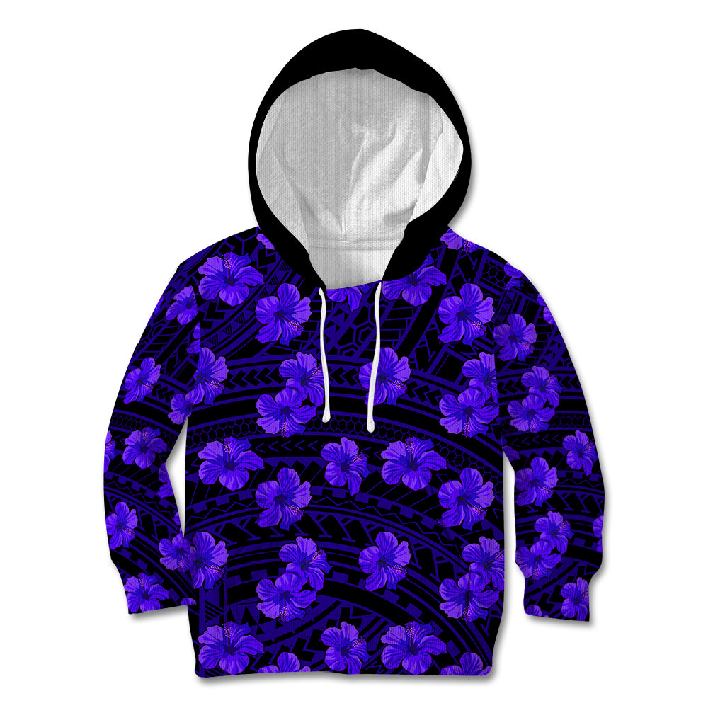 Polynesian Pride Hawaii Style With Hibiscus Kid Hoodie Blue - Wonder Print Shop
