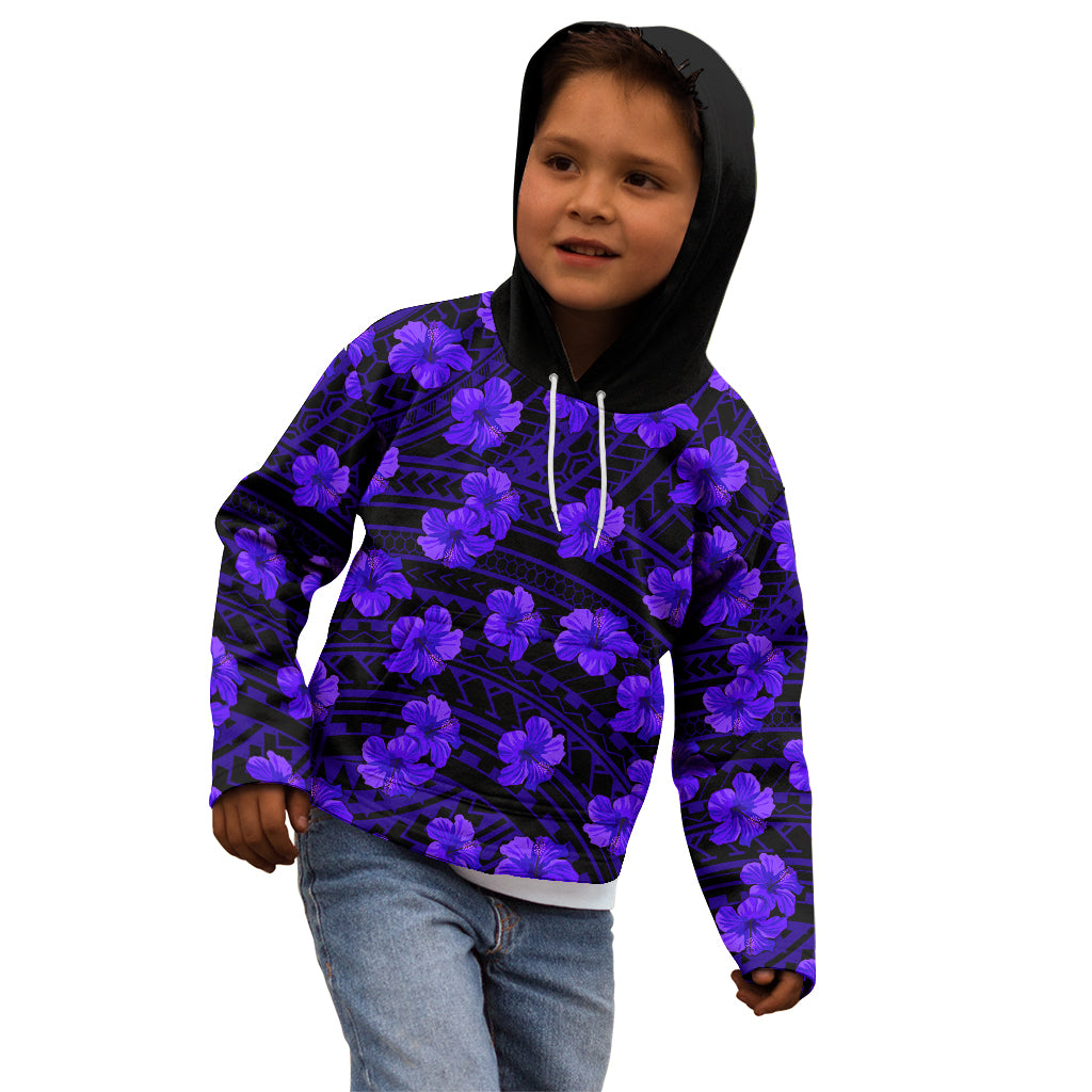 Polynesian Pride Hawaii Style With Hibiscus Kid Hoodie Blue - Wonder Print Shop