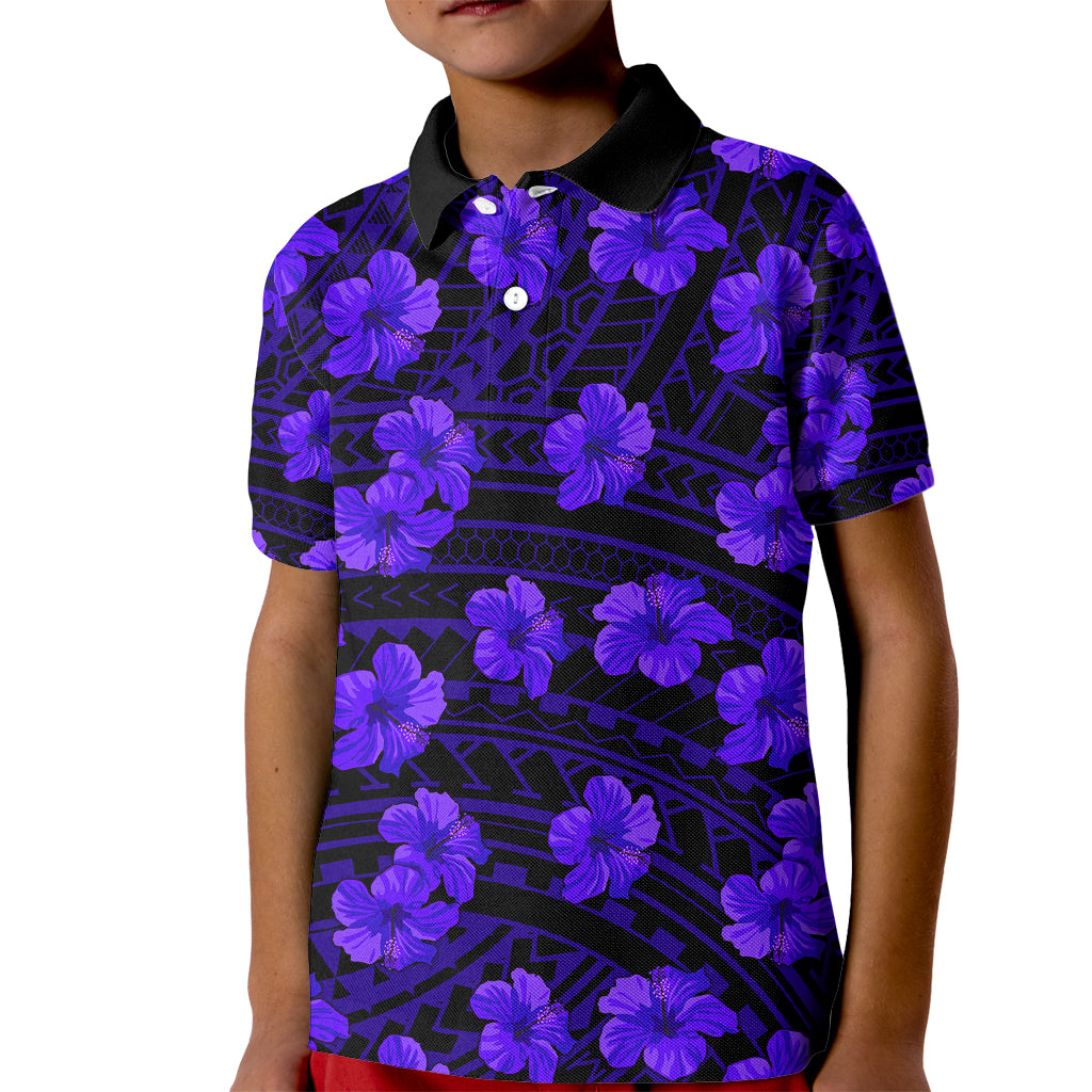 Polynesian Pride Hawaii Style With Hibiscus Polo Shirt for Kid Blue - Wonder Print Shop