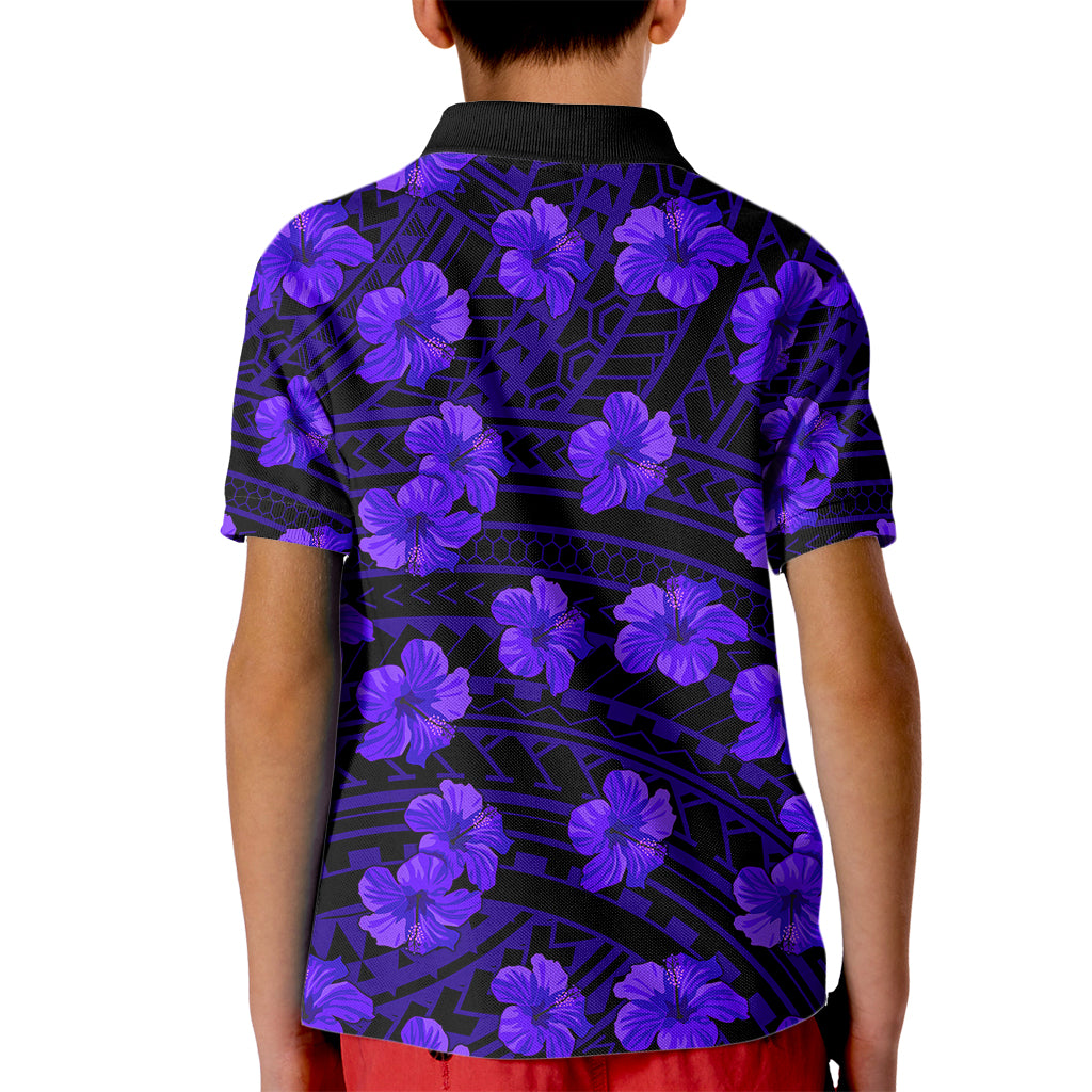 Polynesian Pride Hawaii Style With Hibiscus Polo Shirt for Kid Blue - Wonder Print Shop