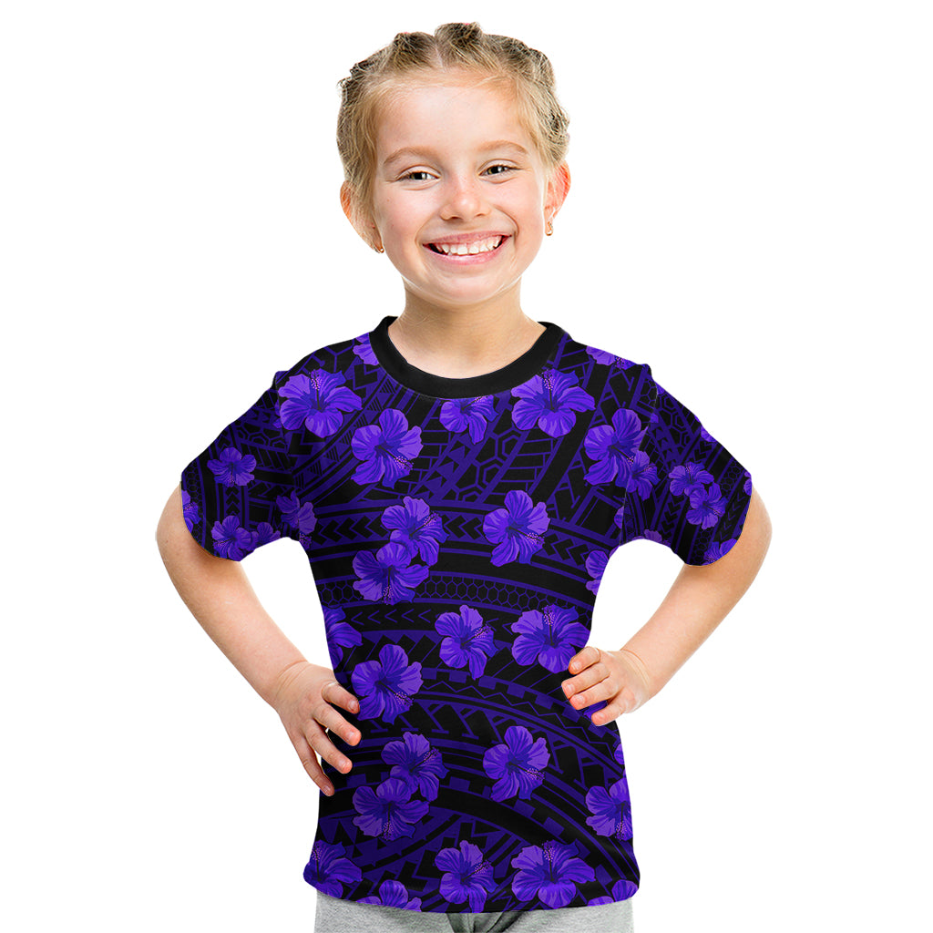 Polynesian Pride Hawaii Style With Hibiscus Kid T Shirt Blue - Wonder Print Shop