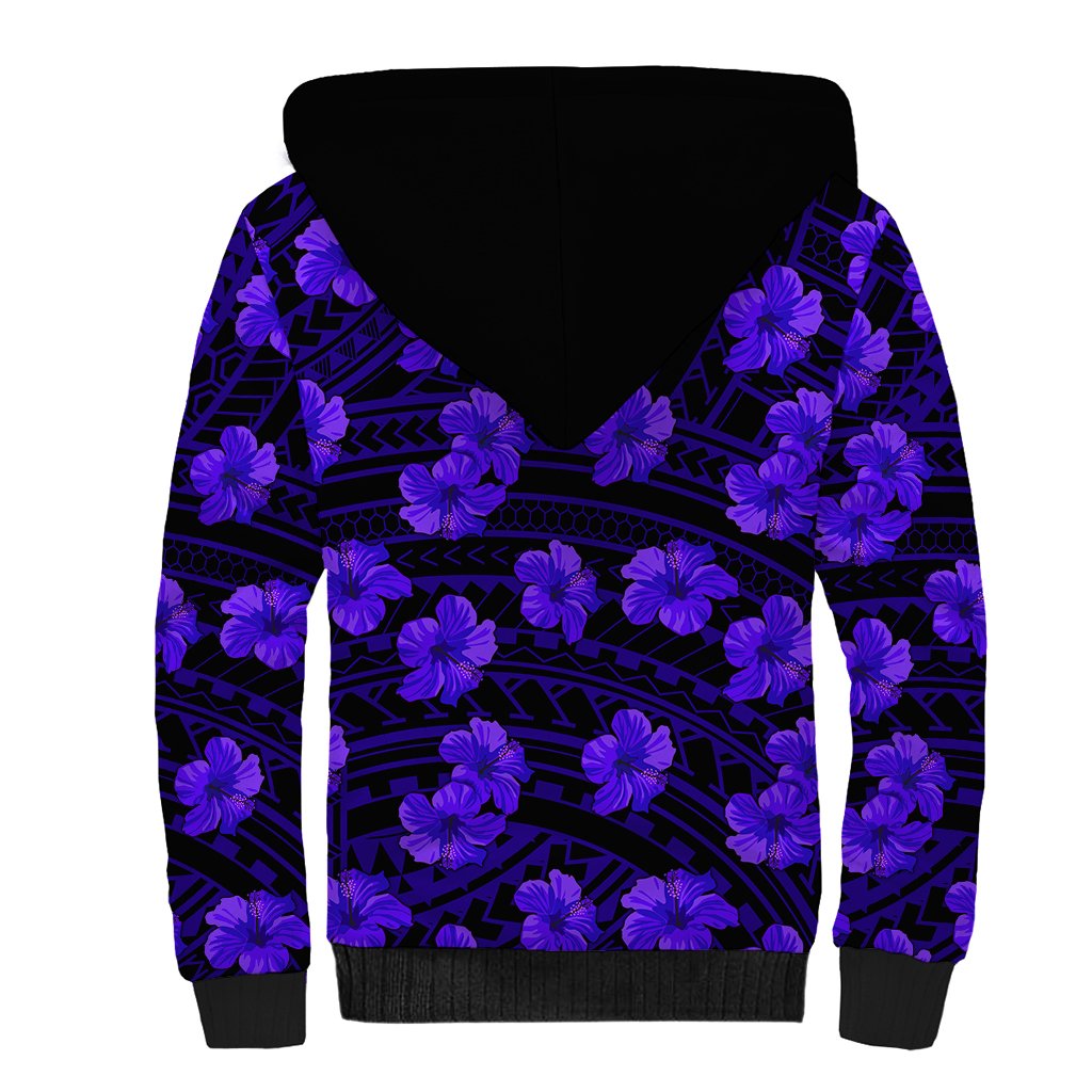 Polynesian Pride Hawaii Style With Hibiscus Sherpa Hoodie Blue - Wonder Print Shop