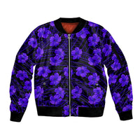 Polynesian Pride Hawaii Style With Hibiscus Sleeve Zip Bomber Jacket Blue - Wonder Print Shop