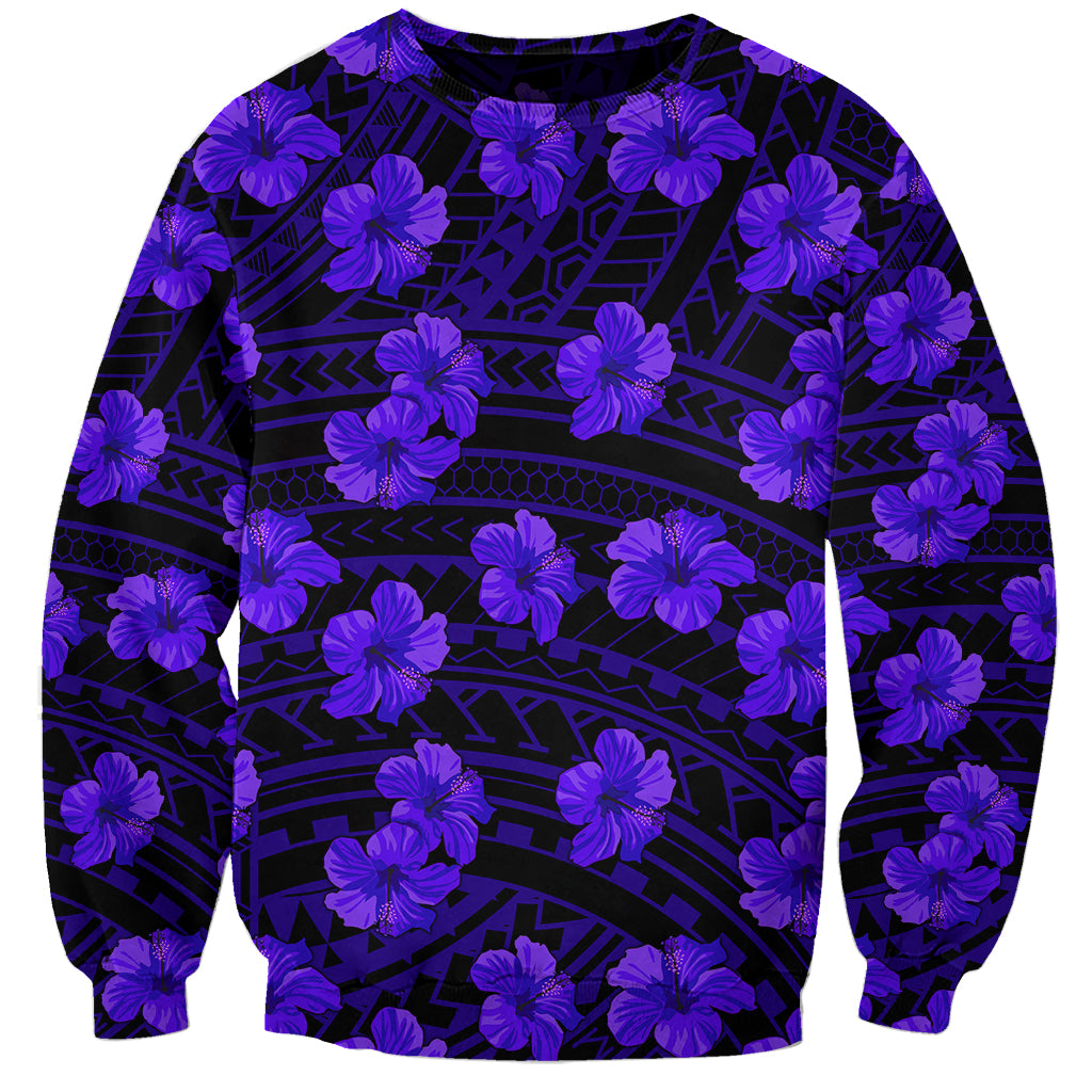 Polynesian Pride Hawaii Style With Hibiscus Sweatshirt Blue - Wonder Print Shop