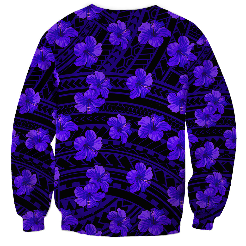 Polynesian Pride Hawaii Style With Hibiscus Sweatshirt Blue - Wonder Print Shop