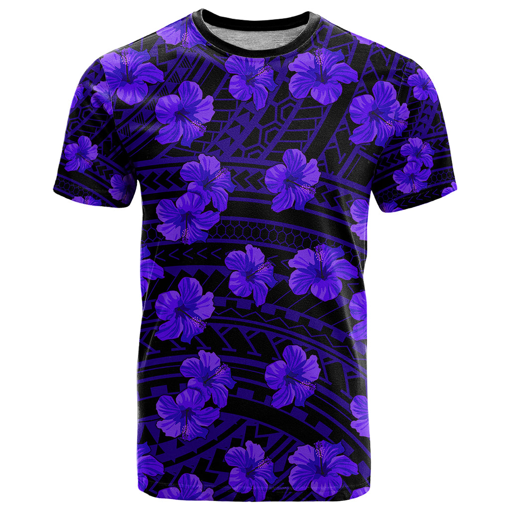 Polynesian Hawaii Style With Hibiscus T Shirt Blue - Wonder Print Shop