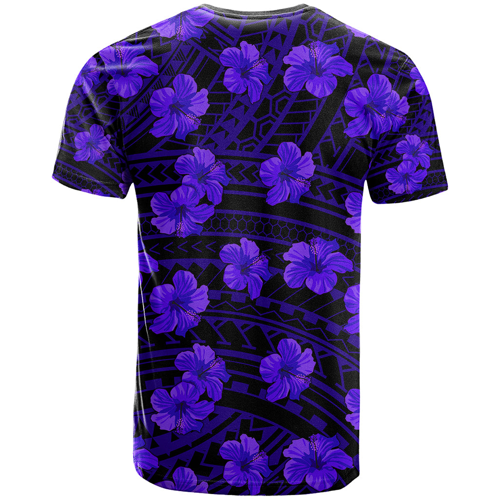 Polynesian Hawaii Style With Hibiscus T Shirt Blue - Wonder Print Shop